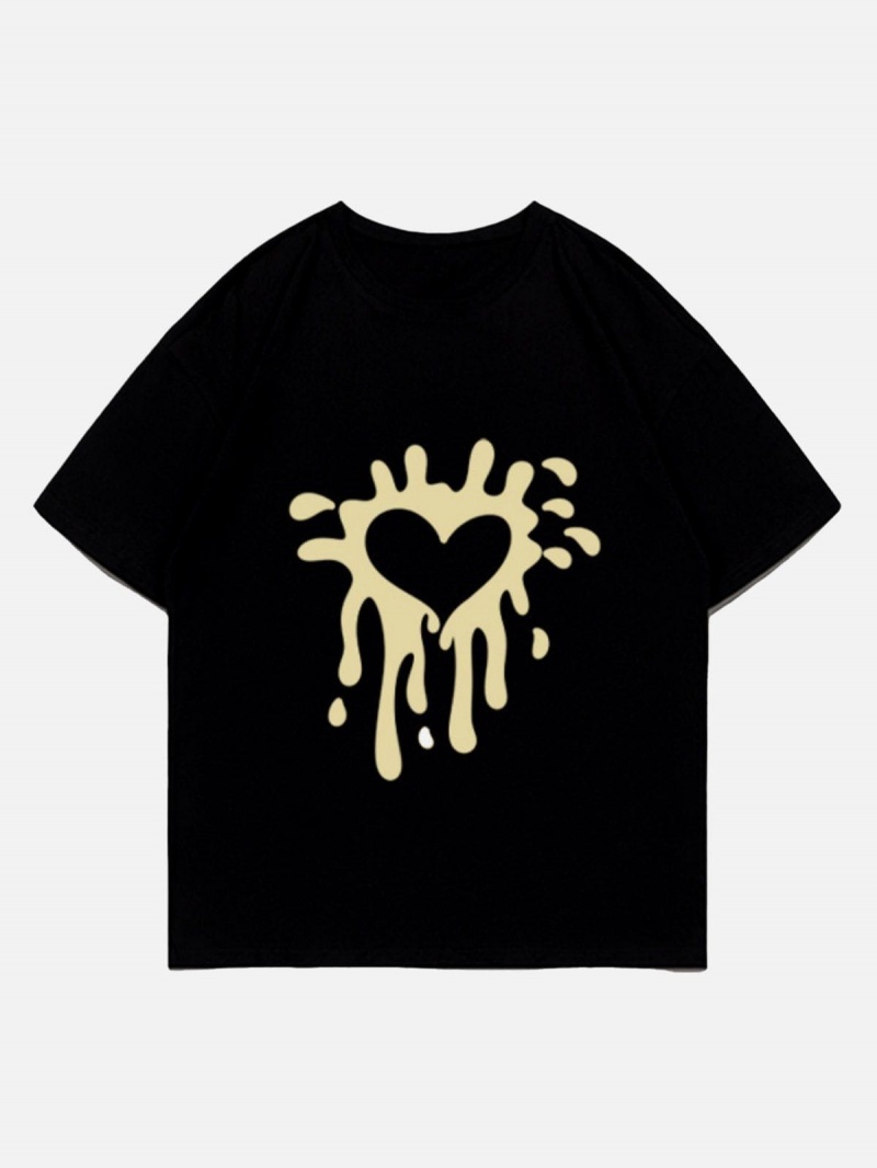 Marron  T Shirts Aelfric Eden Heart Graffiti Print Tee - CBK-8919548